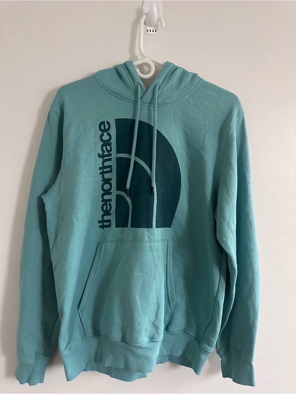 The North Face Men's Teal Pullover Hoodie with Dark Teal Logo